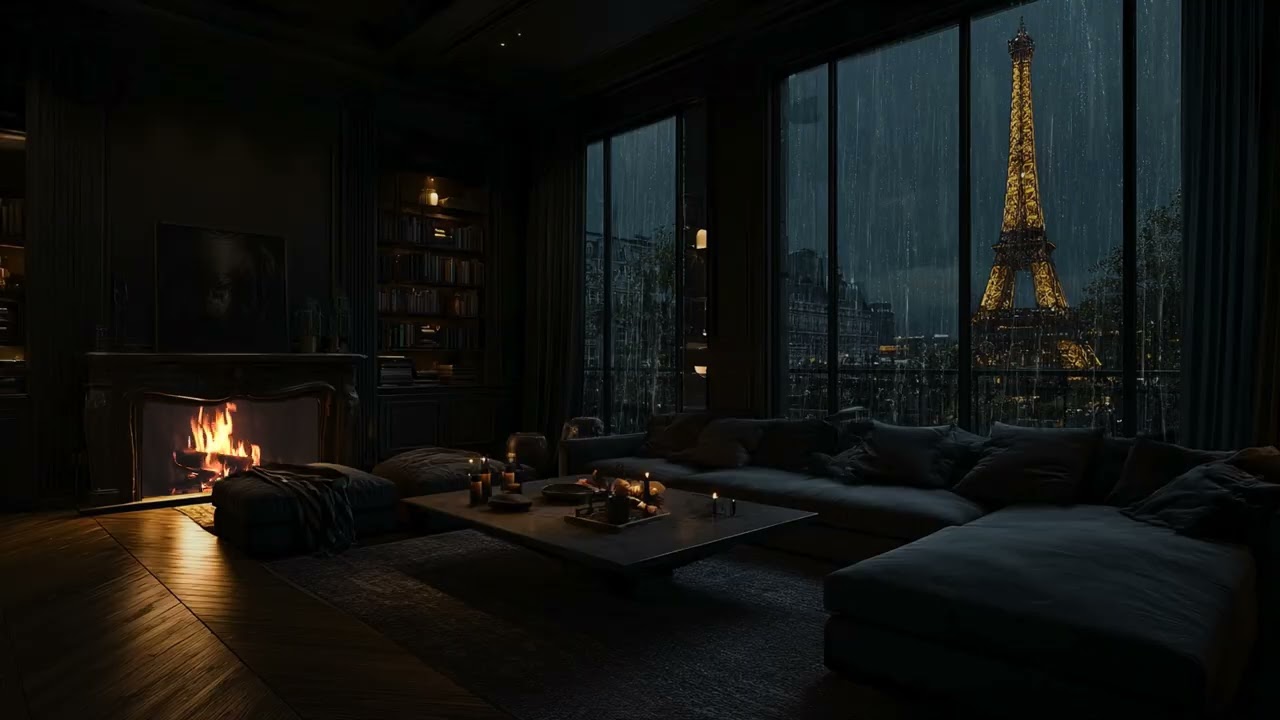 (No Ads)🌧️Luxury Manhattan Apartment Rain at Night | Soft Bedroom Ambience for Sleep