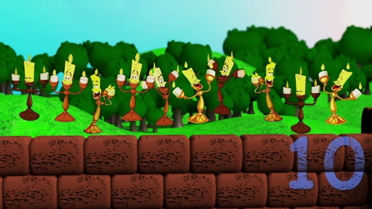 Ten green bottles with the Lumière from Beauty and the Beast | Numbers Song | Nursery Rhymes | TFK