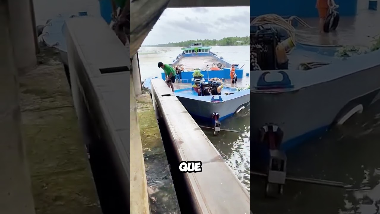 &iexcl;Incre&iacute;ble! As&iacute; desembarcan mercanc&iacute;as en muelles estrechos 🛳️📦 #shorts