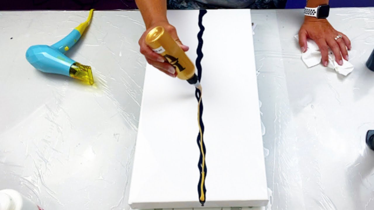 # 365 - EASY Acrylic Pouring Tutorial | GOLD & INDIGO | Fluid Art