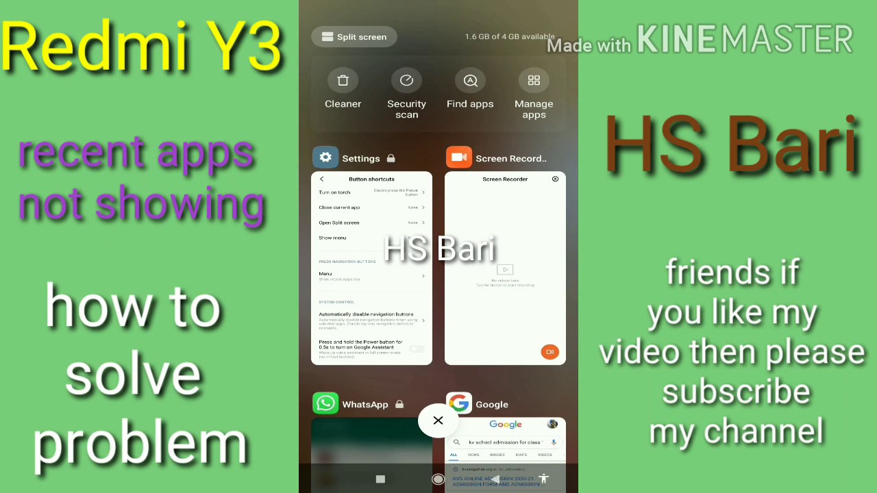 why recent apps not showing in redmi y3