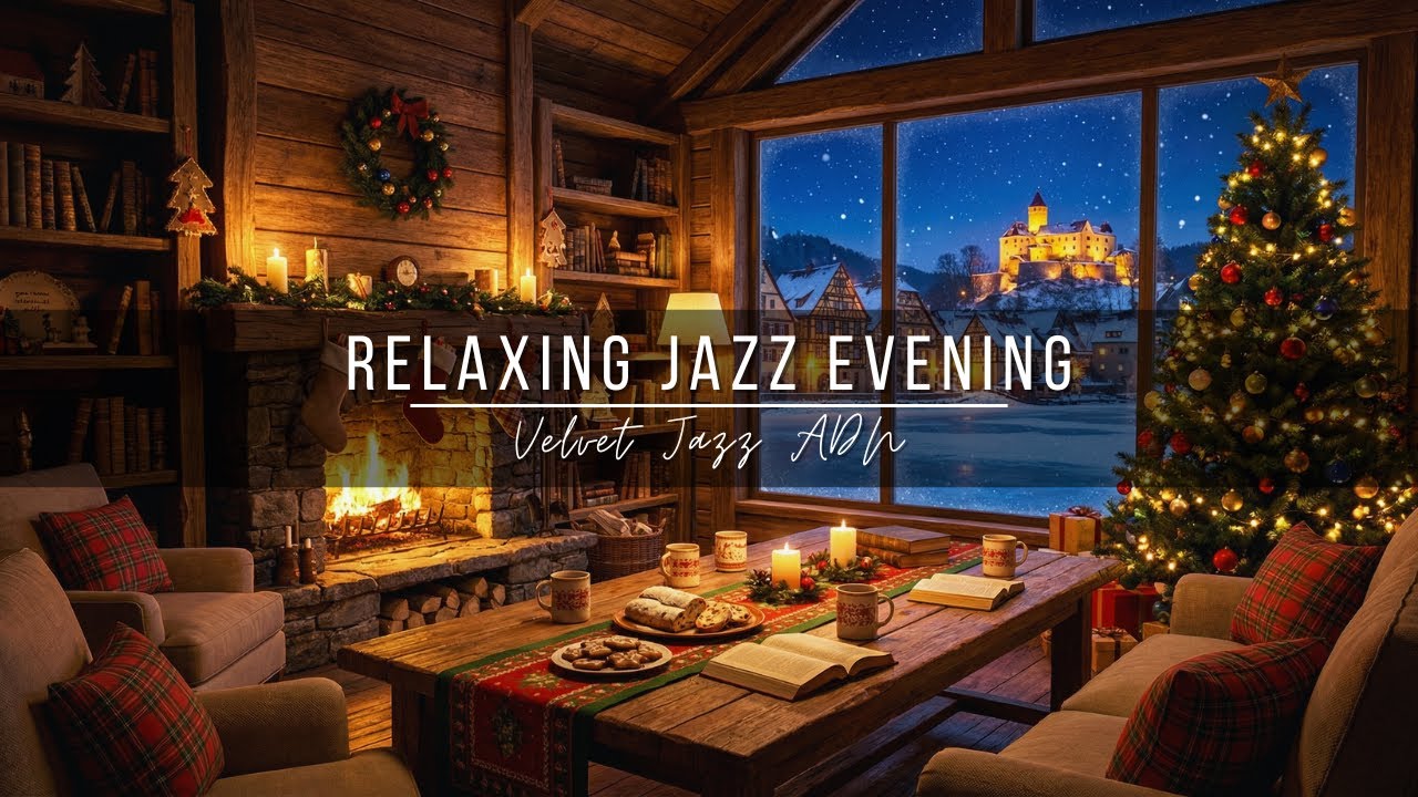Cozy Jazz Fireplace Evening 🔥 Warm Cabin Ambience for Relax & Focus