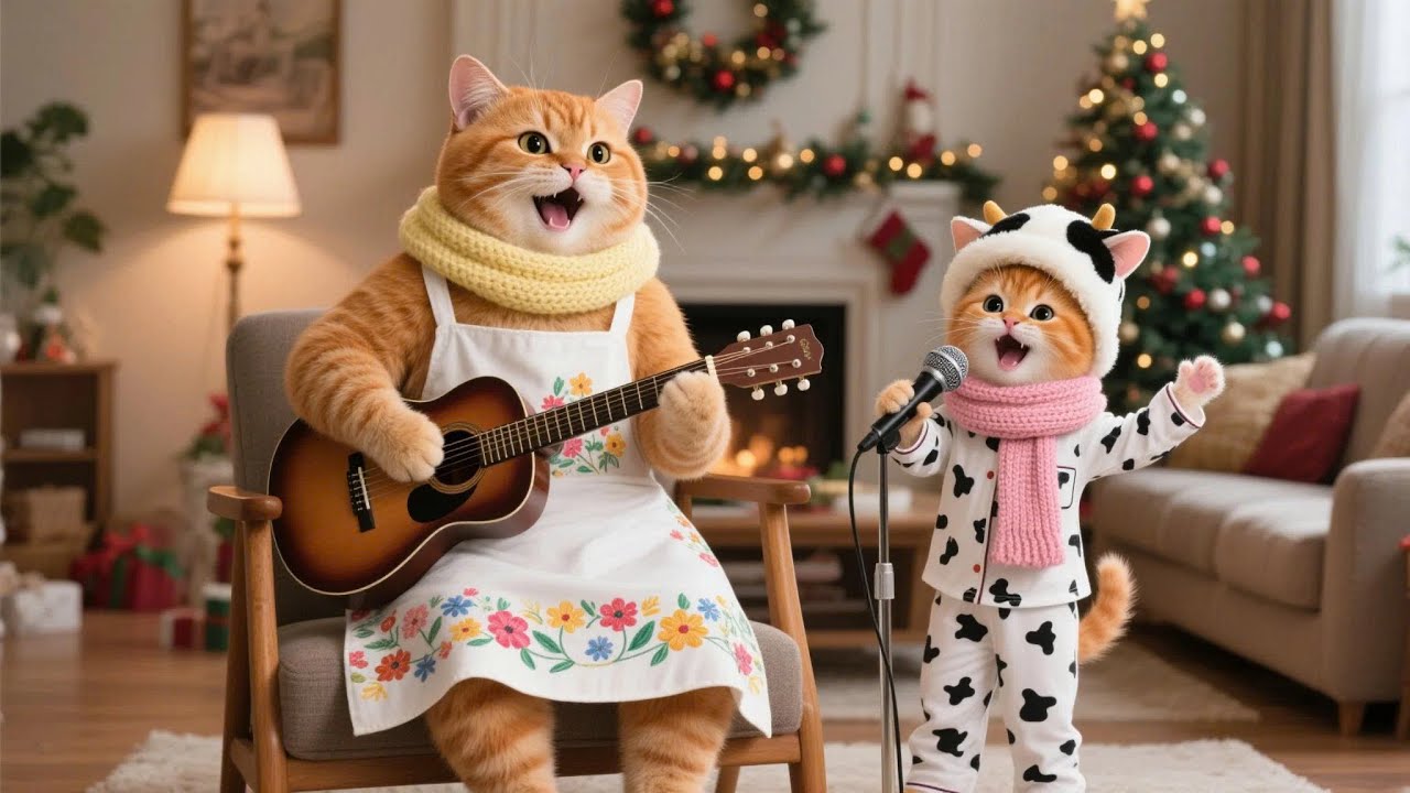 Mama Cat Helps Ginger Steal the Spotlight at Christmas Performance 🎄🌟🐱 | Funny Cat Videos