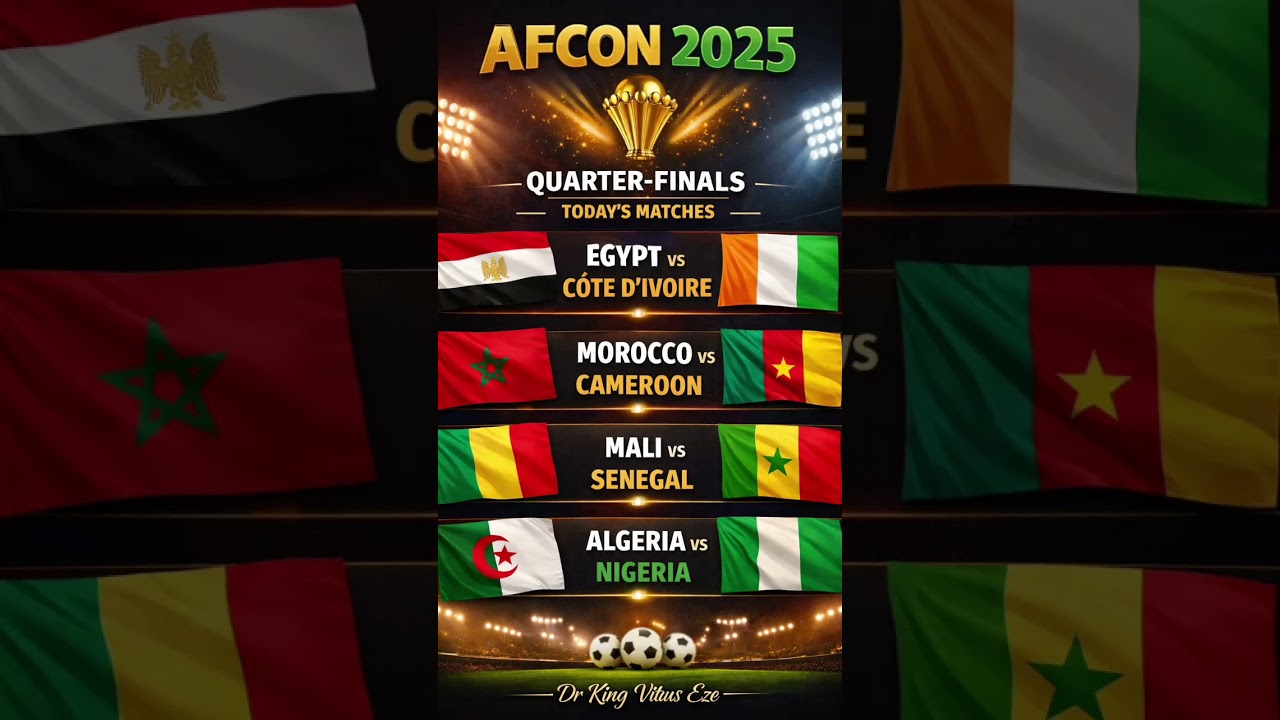 The Afcon Quarter Finals are upon us: Egypt vs Cote D'IVOIRE / Morocco vs Cameroon today! 