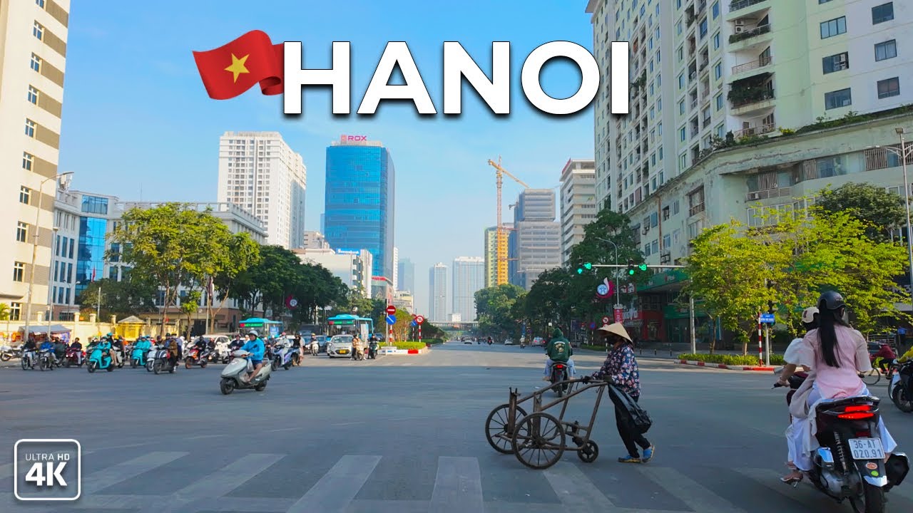 Exploring HANOI - Scenic Downtown Driving Tour - Vietnam 4K