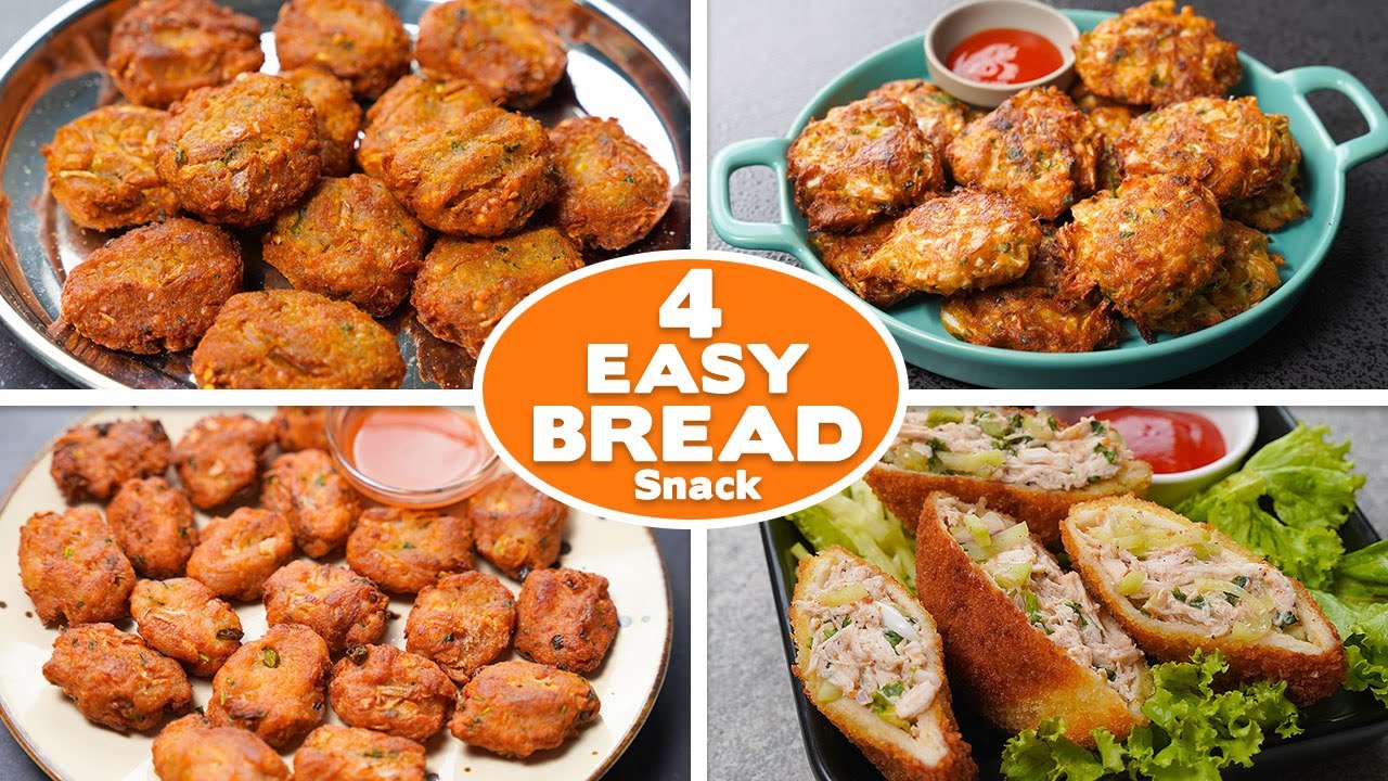 4 Easy Bread Snacks Recipe | Bread Chicken Pocket | Bread Chicken Pakoda | Bread Chicken Pakoda