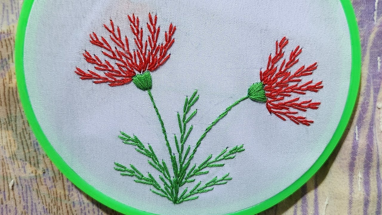 Feather Stitch Flower Design || #flower #avniembroidery