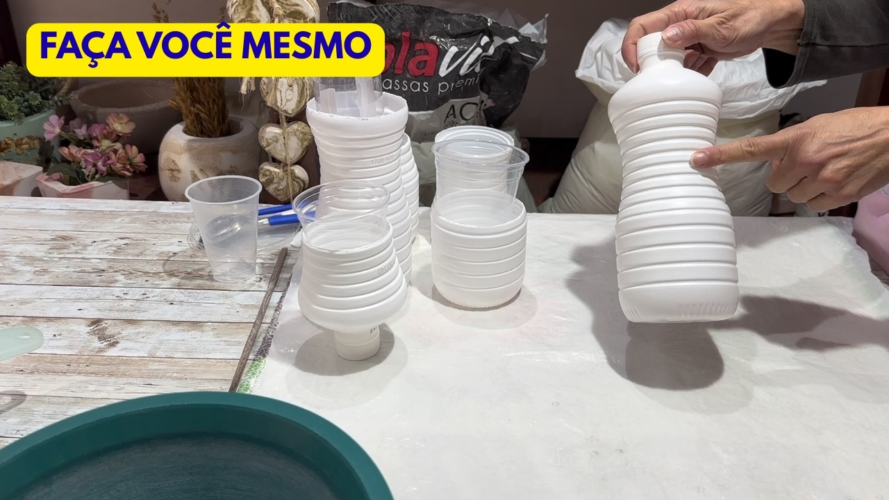 Do lixo ao Luxo - Transforme Potes de Iogurte em Peças de Cimento Decorativo com cara de Loja