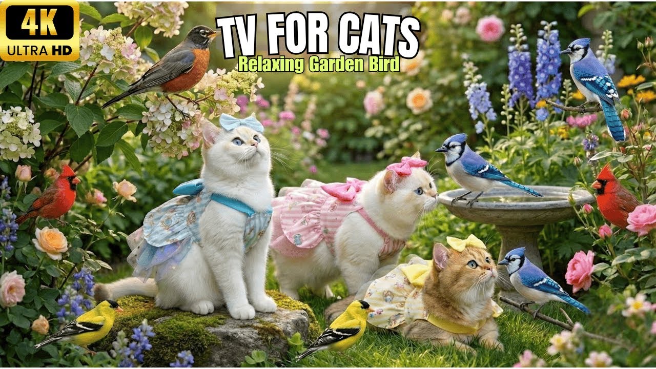 TV for Cats 🌳 Relaxing Garden Birds and Squirrels Indoor Cats Love | 4K UHD