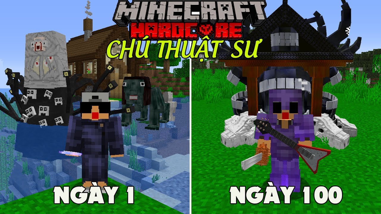 RAKYVN SINH TỒN 100 NG&Agrave;Y TRONG MINECRAFT CH&Uacute; THUẬT SƯ SI&Ecirc;U KH&Oacute; !