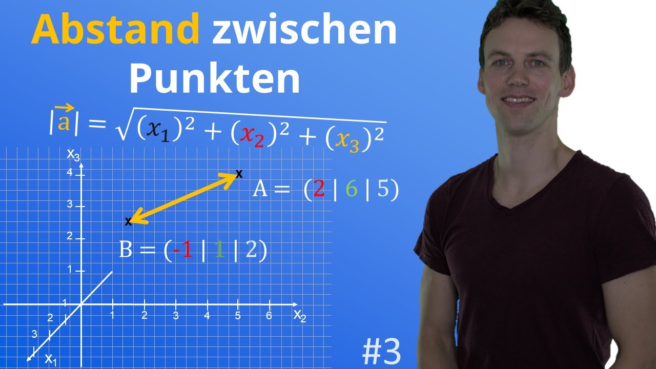 Abstand zwischen zwei Punkten berechnen | 3D-Koordinatensystem | Koordinatengeometrie #3