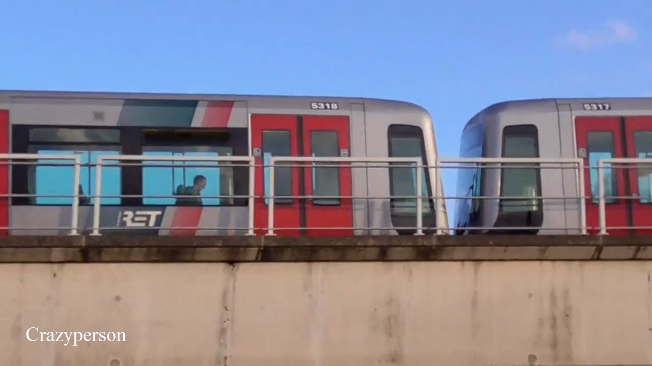 RET Metro C en D nabij Tussenwater Rotterdam (Zonsondergang)
