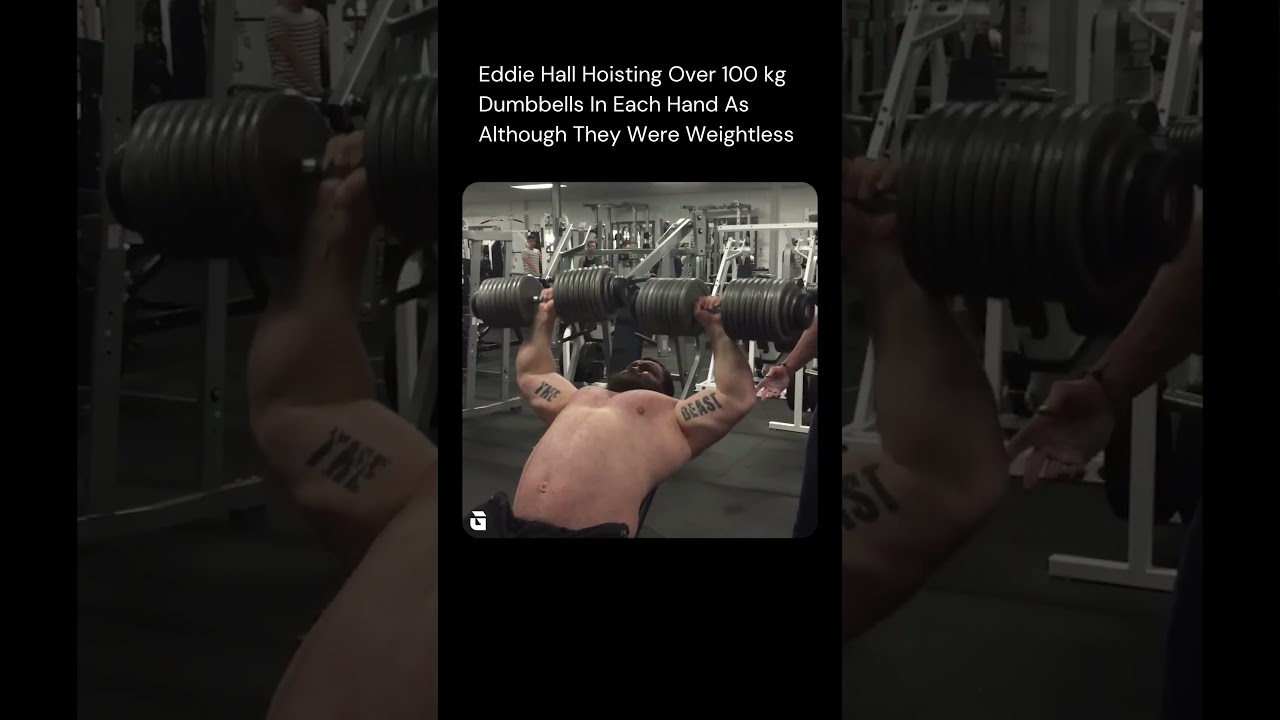 Eddie Hall Hoisting Over 100 kg Dumbbells In Each Hand As Although They Were Weightless