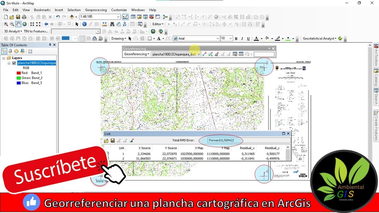 Como georeferenciar un PDF (plancha cartográfica) en ArcGIS