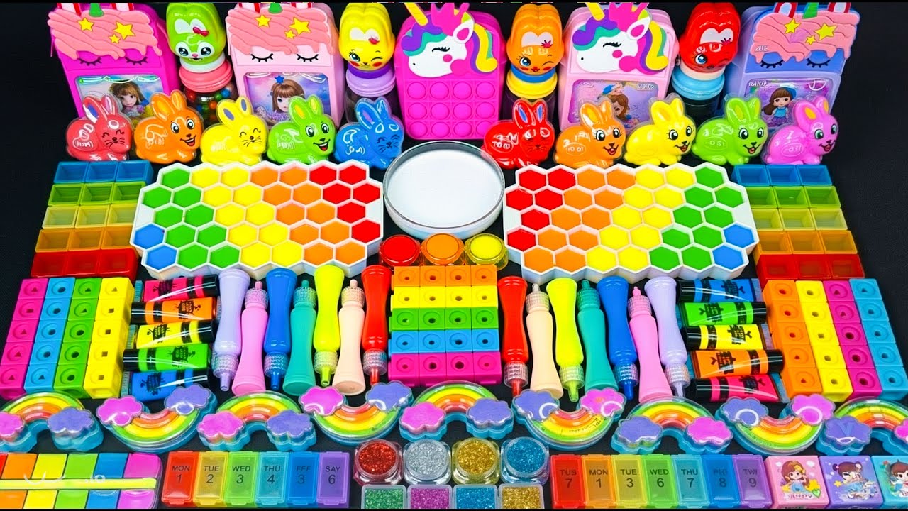 🌈 مزج السلايم المريح ASMR 🌈🦄 يونيكورن قوس قزح ماي ليتل بوني ضد السلايم اللامع | مزج عشوائي للسلايم