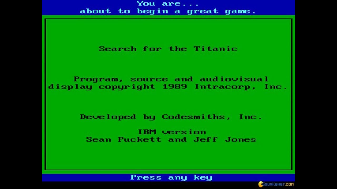 Search for The Titanic gameplay (PC Game, 1989)