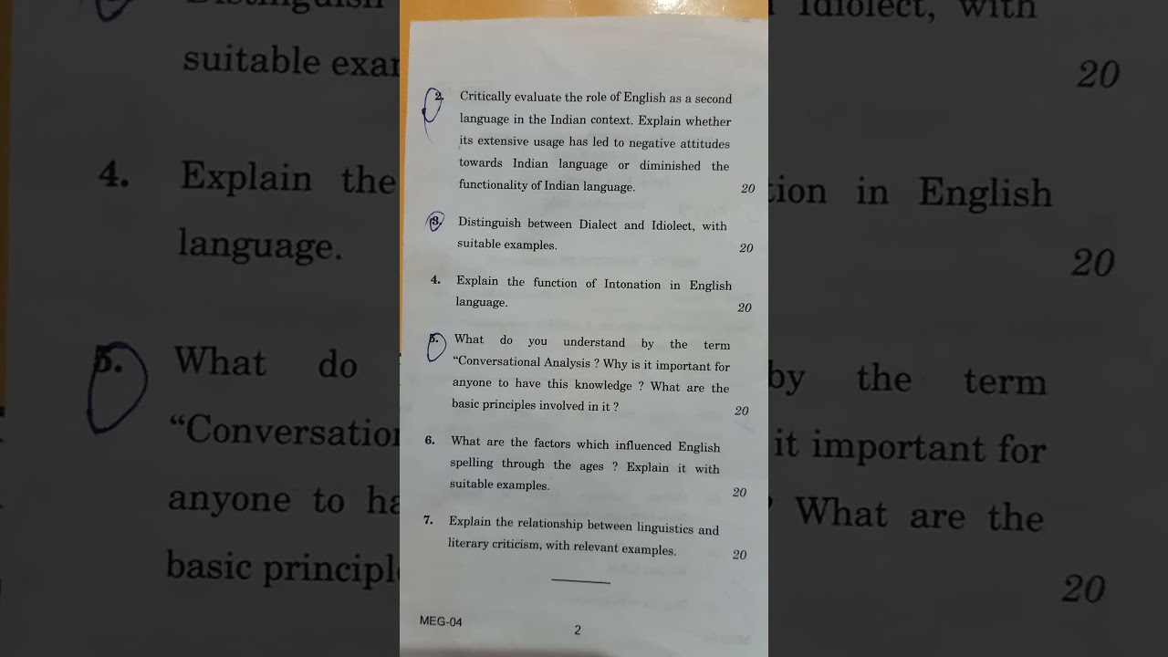 Meg04 Aspects of language    question paper December 2022