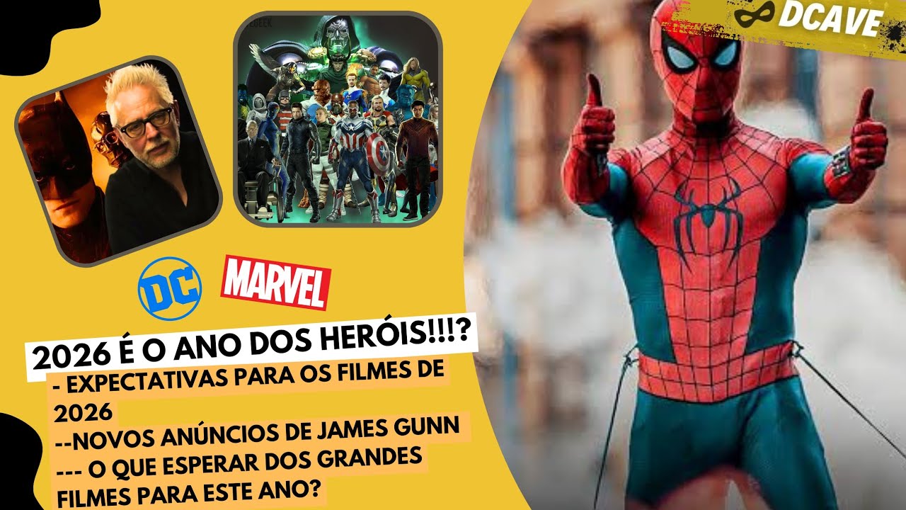 EXPECTATIVAS PARA 2026 Marvel e DC, Teremos NOVO BATMAN? Vingadores vai ser tudo isso mesmo?