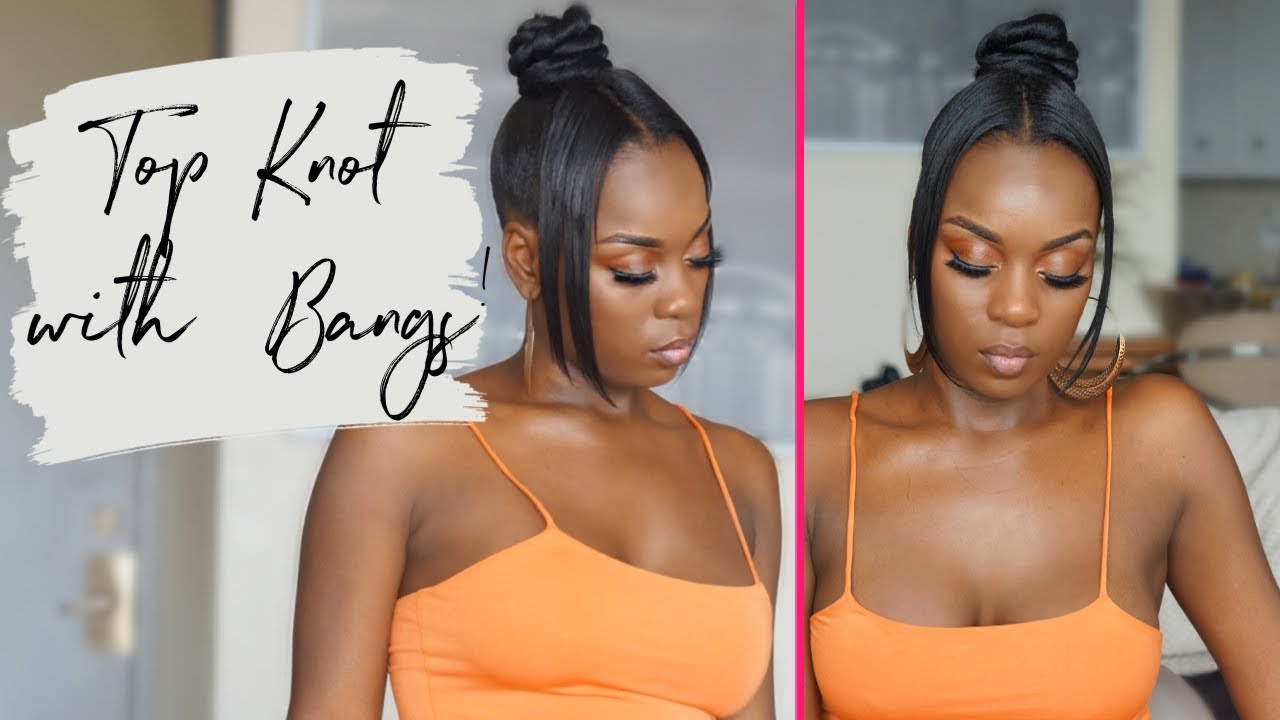 TOP KNOT BUN WITH BANGS!| ROXY BENNETT