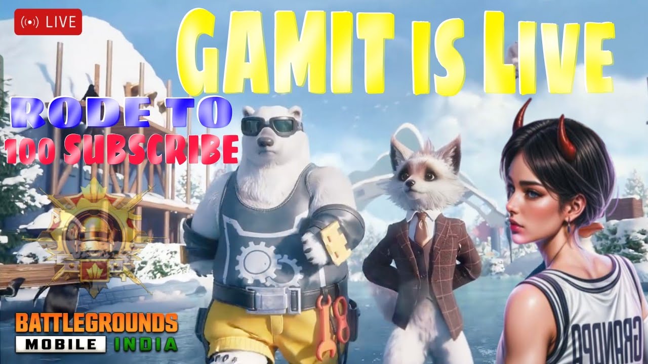 BGMI LIVE RUSH GAMEPLAY ROAD TO 100 SUBSCRIBE #gamitislive #gamityt8#bgmi