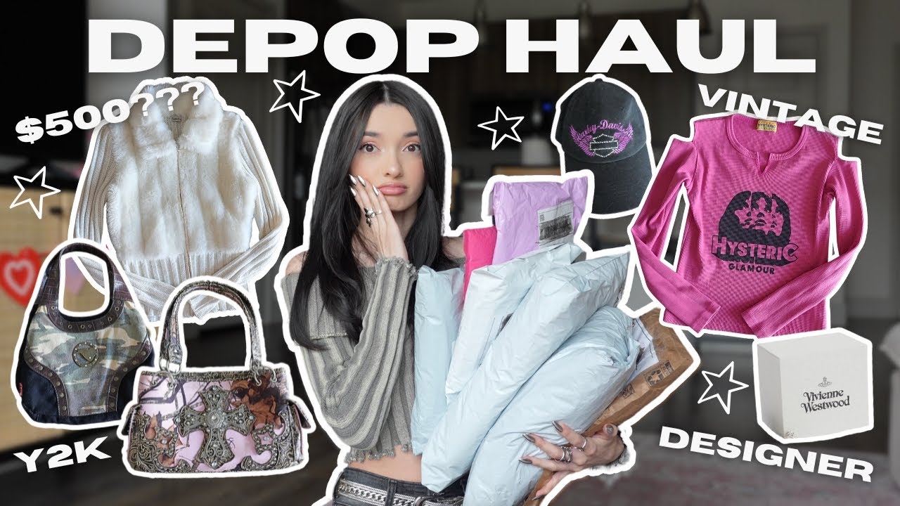 Depop Haul Unboxing + Try On (I spent $500 oops) 💗