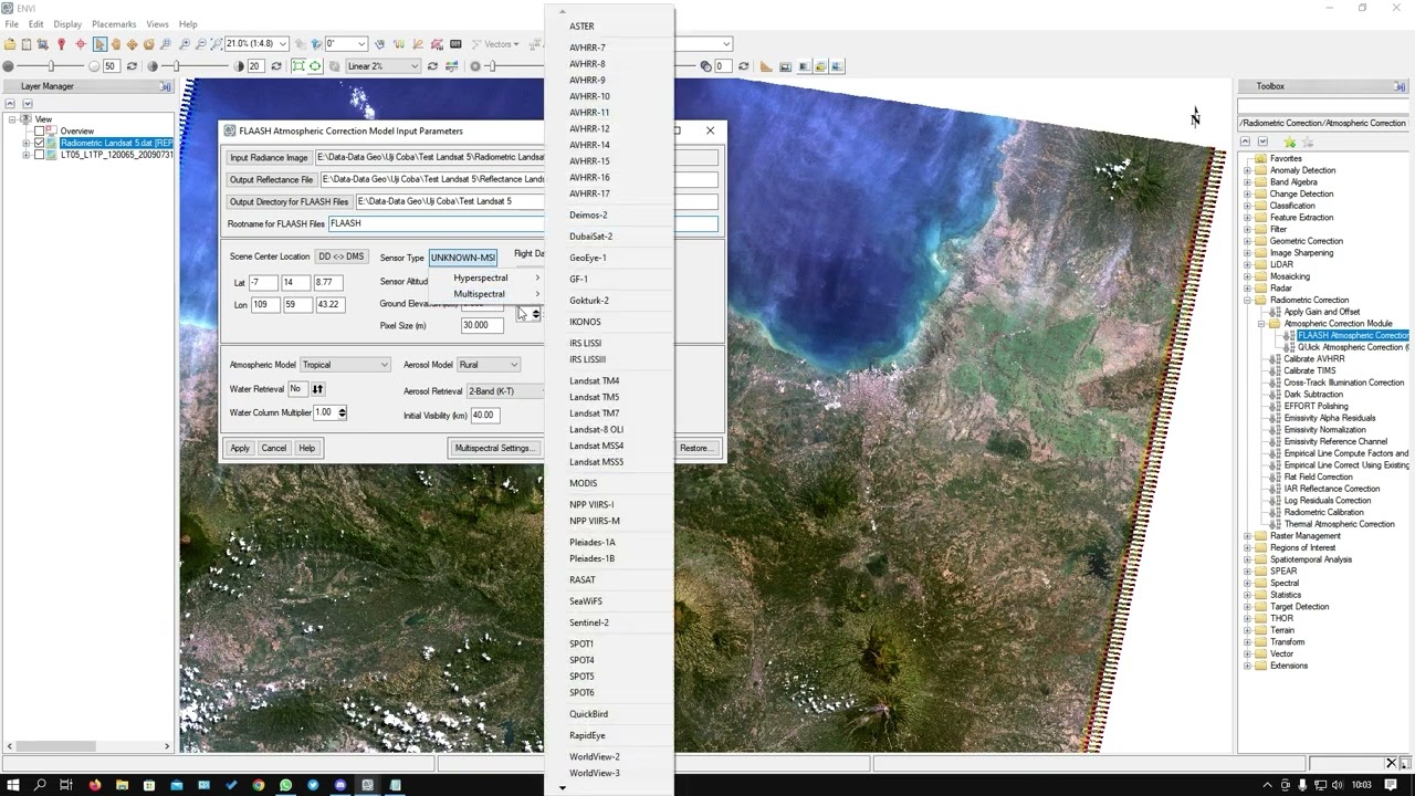 Koreksi Radiometric dan Atmospheric Landsat 5 dengan aplikasi ENVI