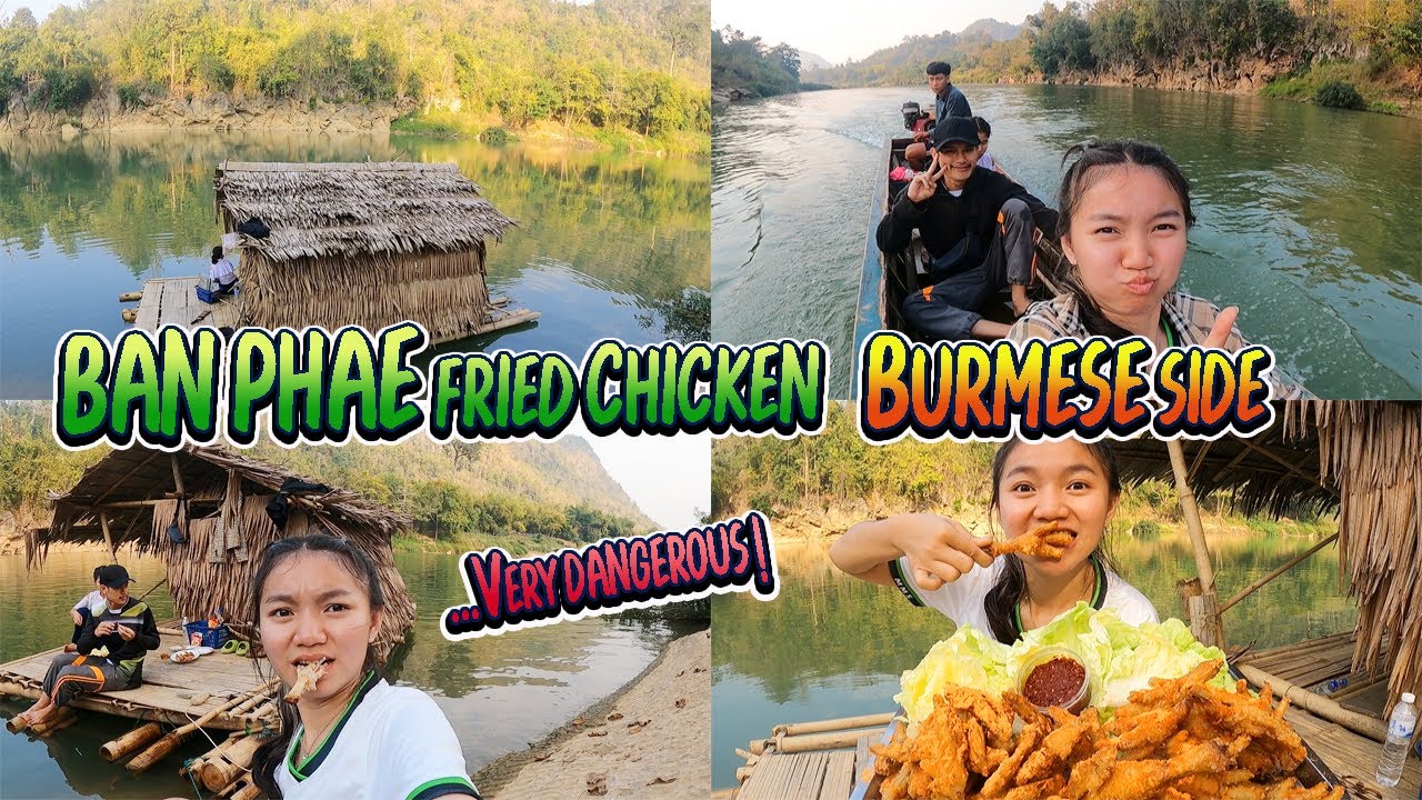 Eating chicken feet by the river at Ban Phae