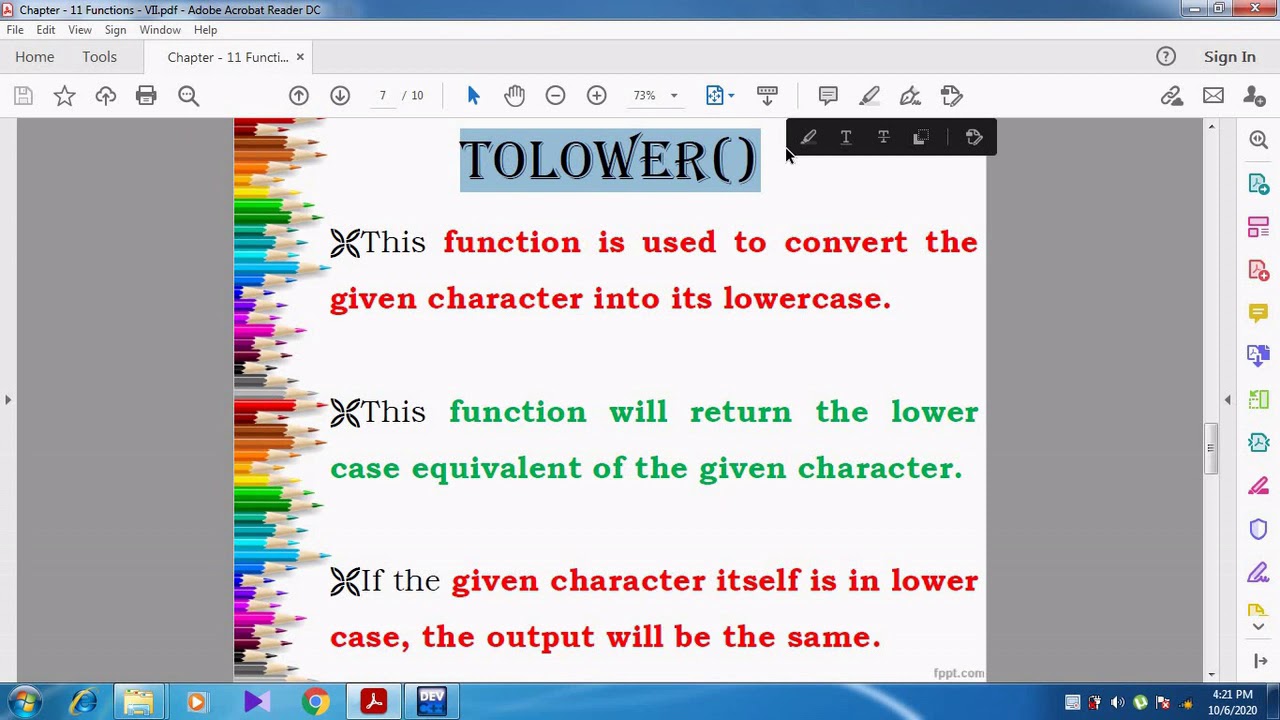 Character Functions &ndash; toupper() and tolower()