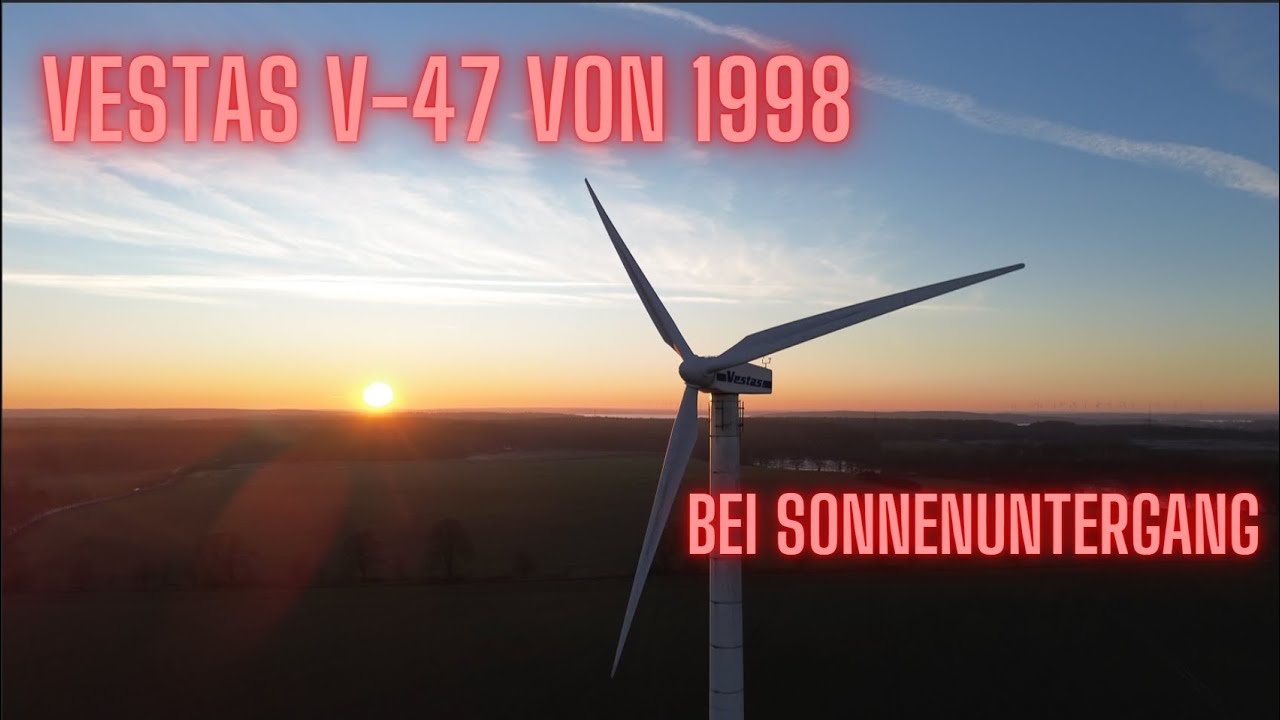 Vestas V-47 in Malchow bei Sonnenuntergang | DJI mini 3