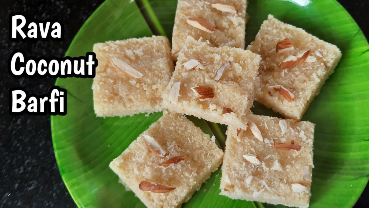 Rava Coconut Burfi | Suji Burfi | Semolina Coconut Barfi | Festival Sweet | Diwali Sweet Recipes