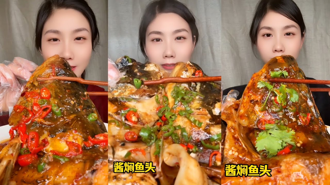 Chinese Food Mukbang: Enjoying Fish Head Curry with Spicy Seafood and ASMR Eating Sounds