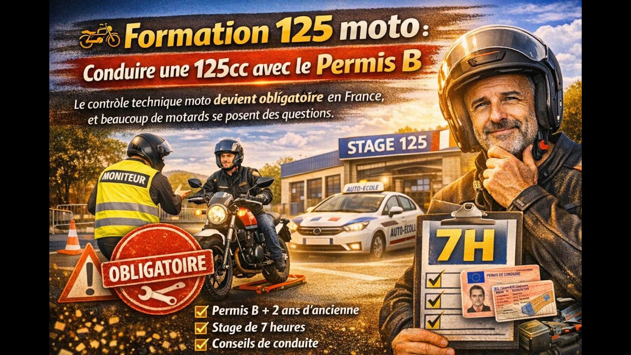 Permis B &rarr; Moto 125 : la formation obligatoire en 7h