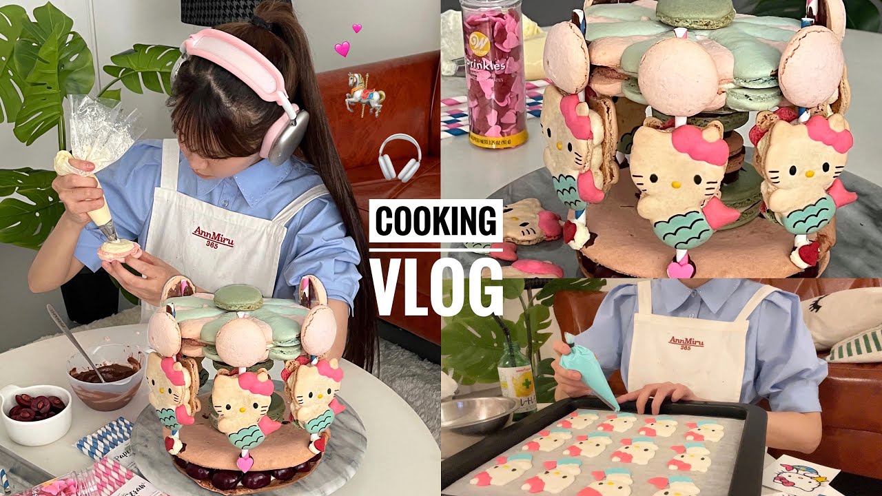【cooking vlog】Я сделала парк аттракционов, используя только macarons🎠🎀Праздник кондитера🏡.