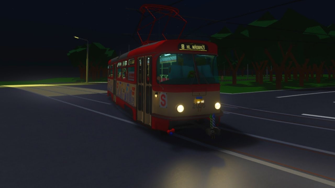 Roblox! Поездка на трамвае Tatra T3 в новогоднем колхозе по 8 маршуту | Rails of Ostrava