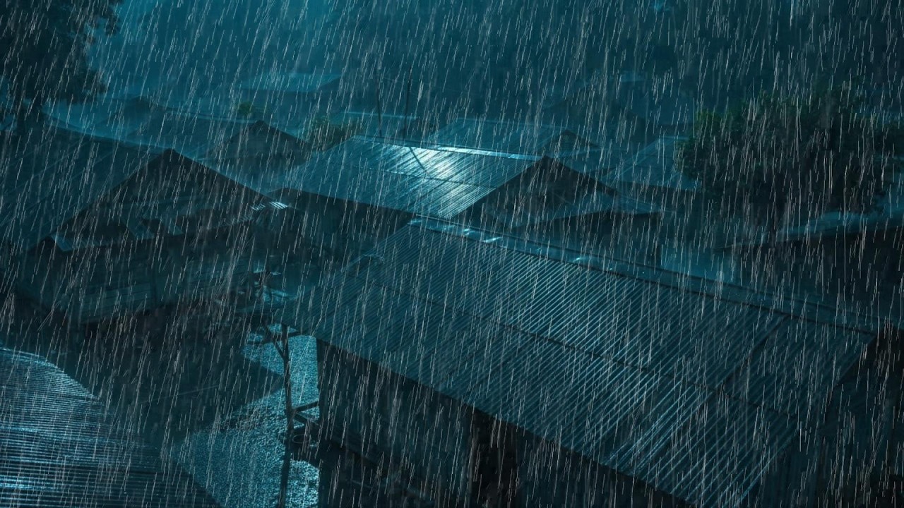 No Ads Rain Sounds for Sleeping - ASMR Stormy Night Rain On Tin Roof for Deep Restful Sleep