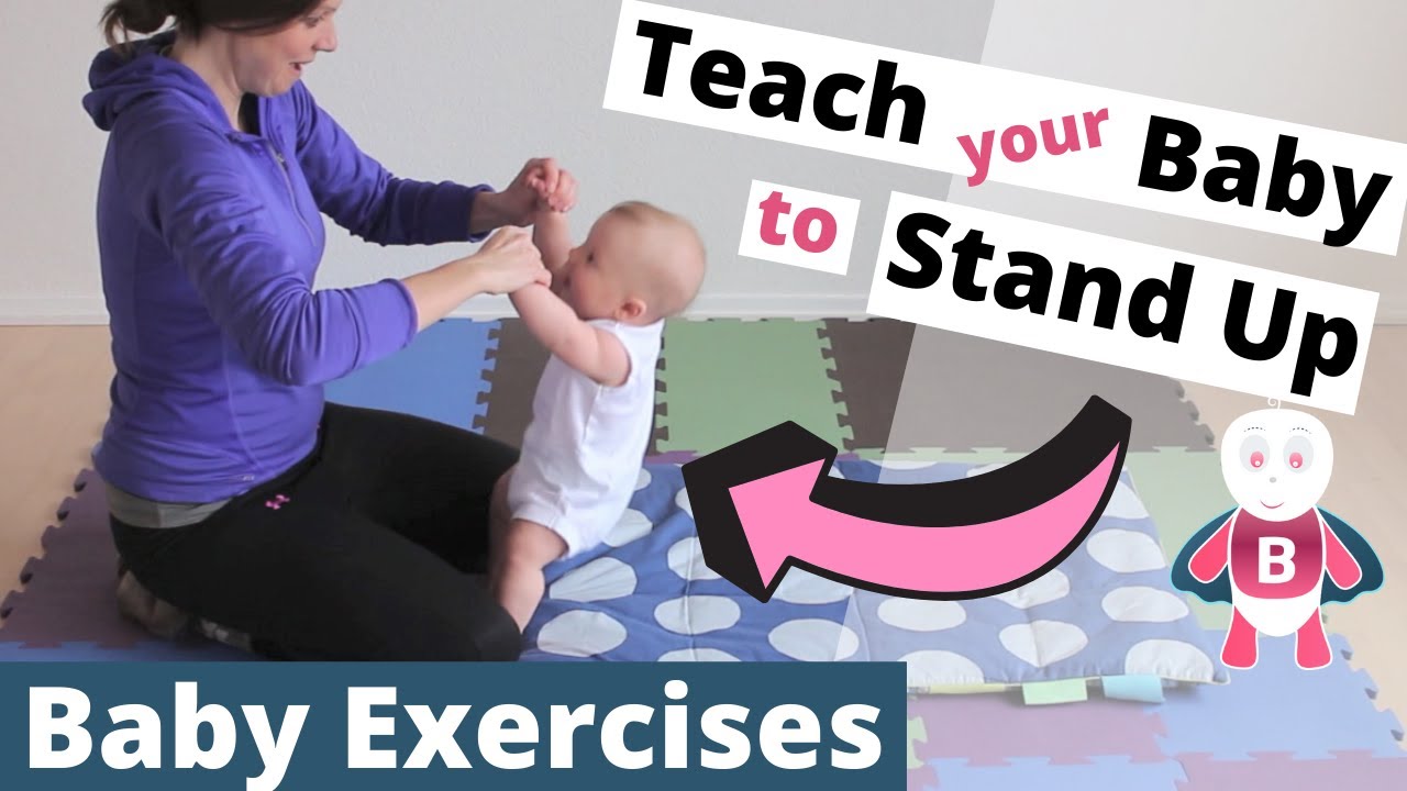 Teach your Baby to stand Up ★ Baby Play Exercises ★ 3-6 Months ★ Baby Development