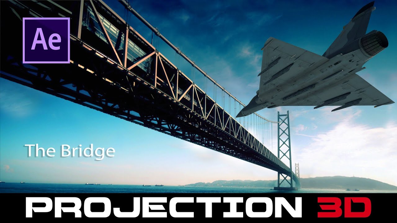 Create a crazy cool bridge and jet fighter 3D projection animation in After Effects