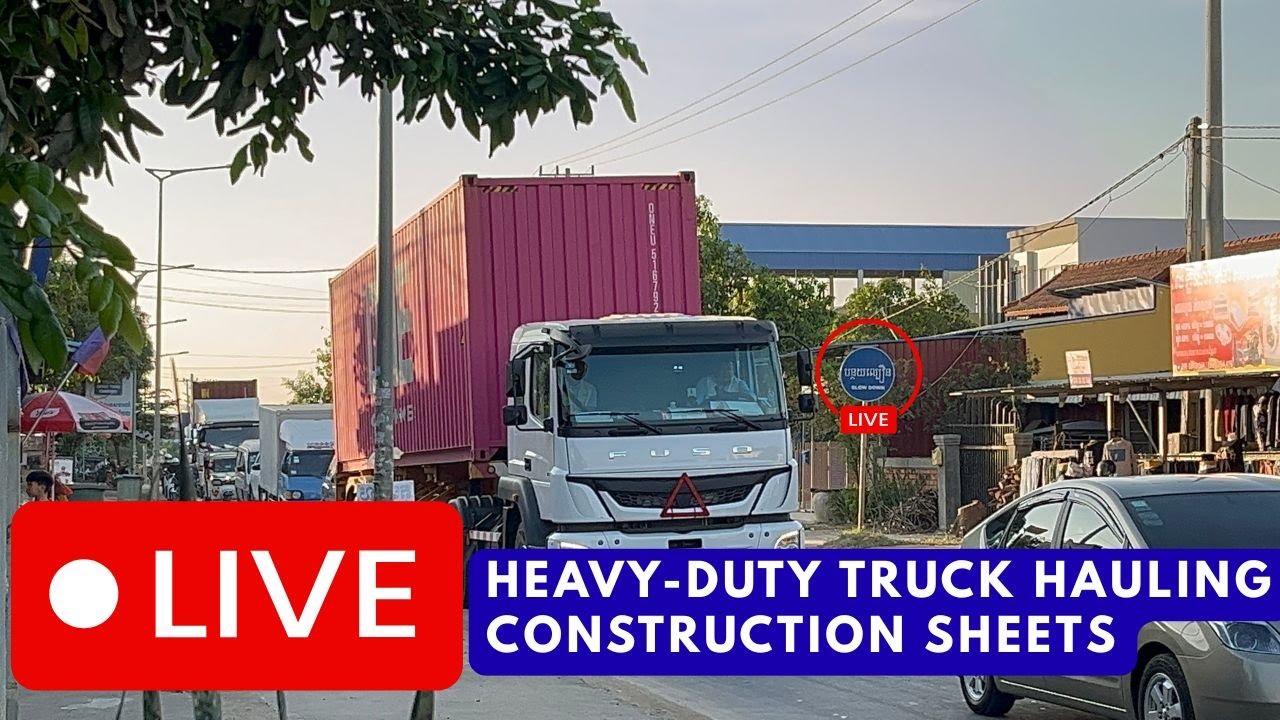 Heavy-duty truck hauling construction sheets