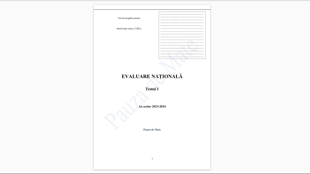 Testul 1 de pregatire pentru Evaluare Nationala 2024