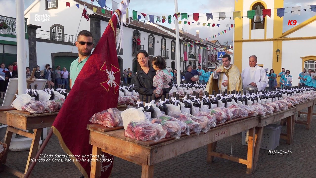 Benção e distribuição da Carne, Pão e Vinho do 2º.Bodo-Santa Bárbara-Ilha Terceira (2024-05-26)