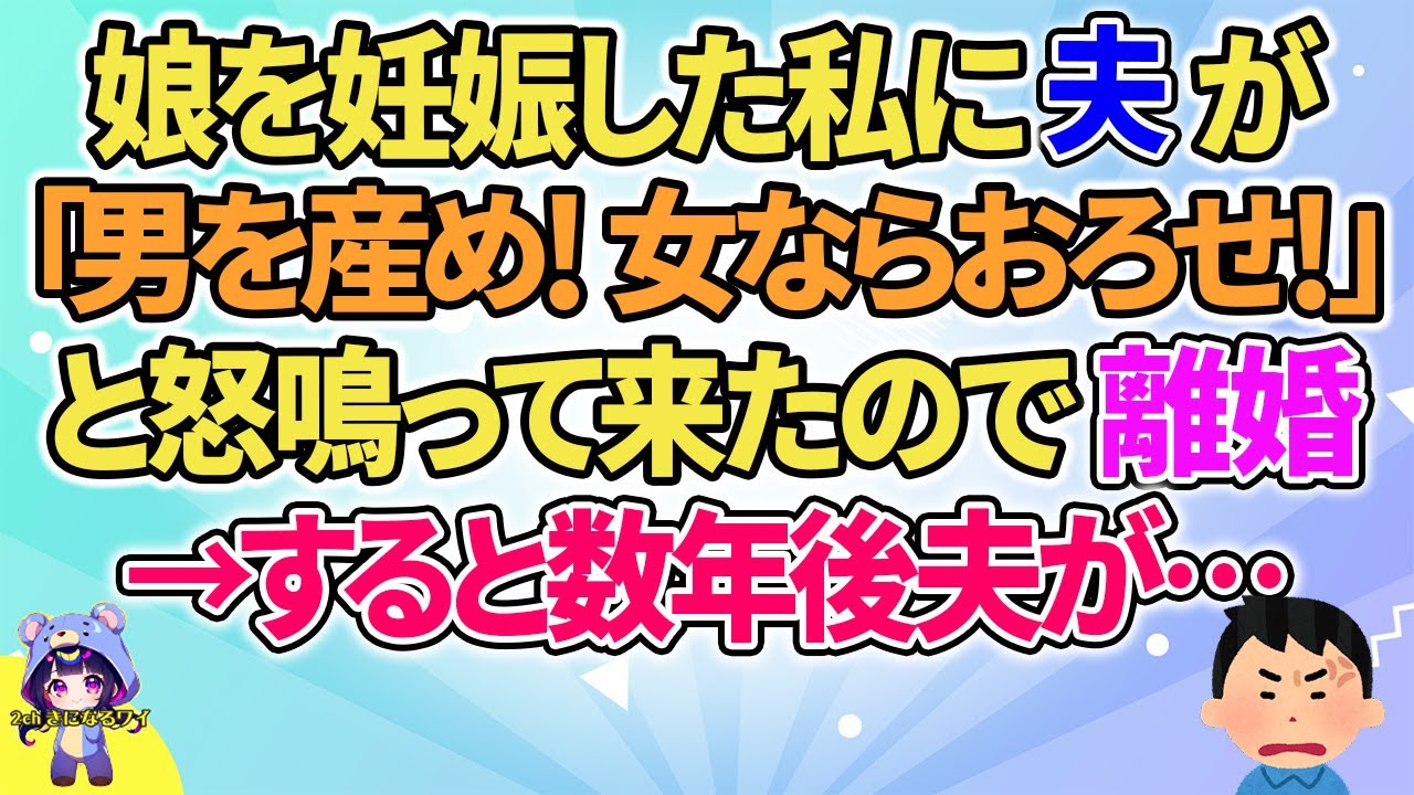 【2ch】【短編5本】娘を妊娠した私に夫が「男を産め！女なら…」と言ってきたので離婚→すると数年後…【ゆっくりまとめ】
