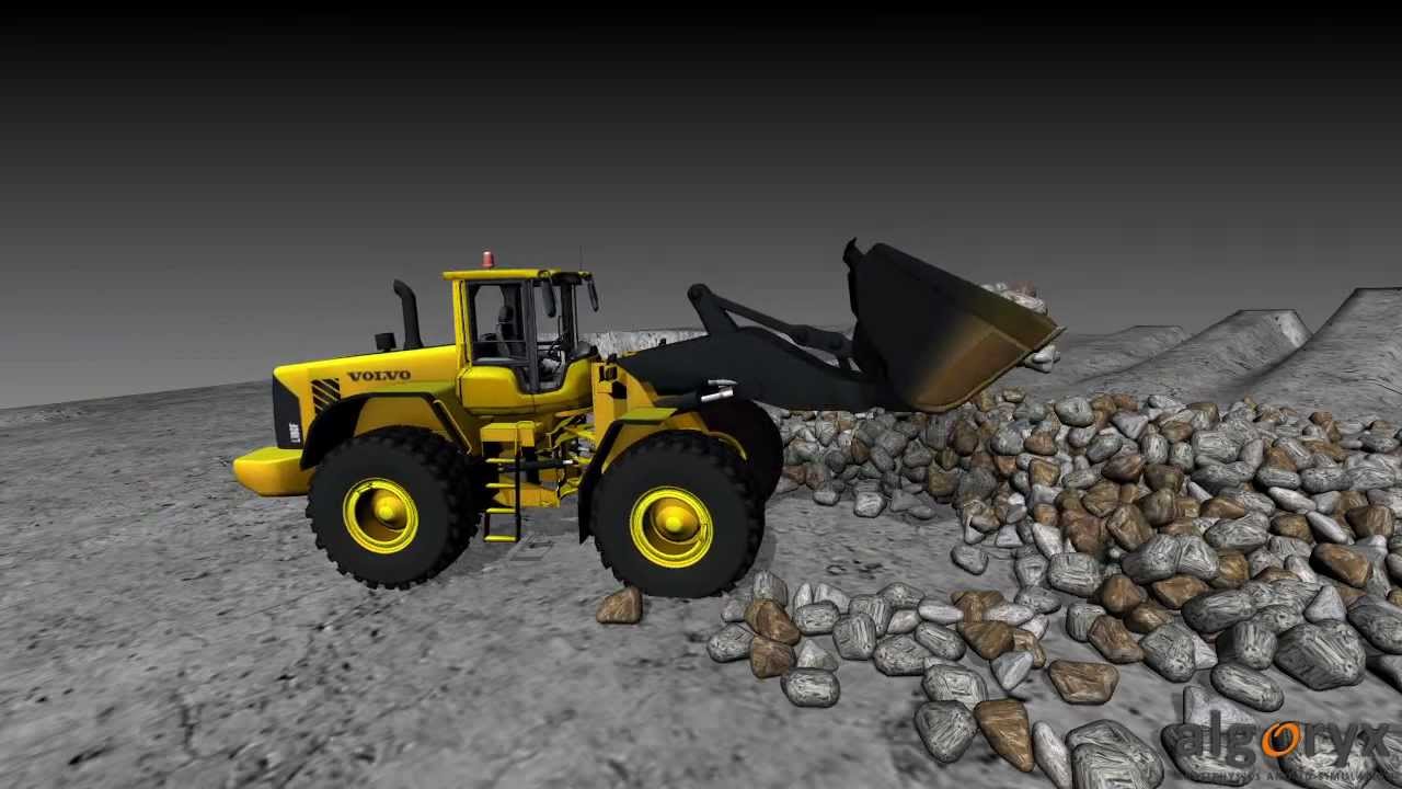 Wheel loader loading rocks
