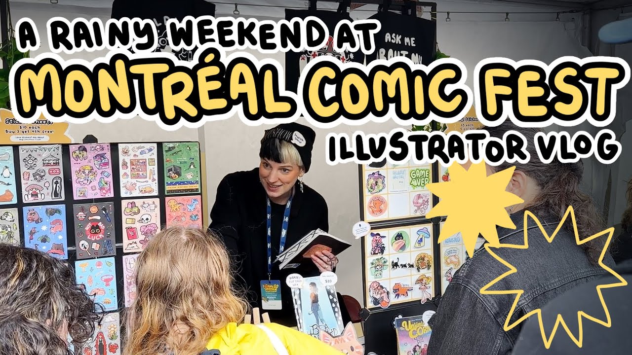 ART VLOG ✦ stickers and comics at outdoor festival in the POURING RAIN | self employer illustrator
