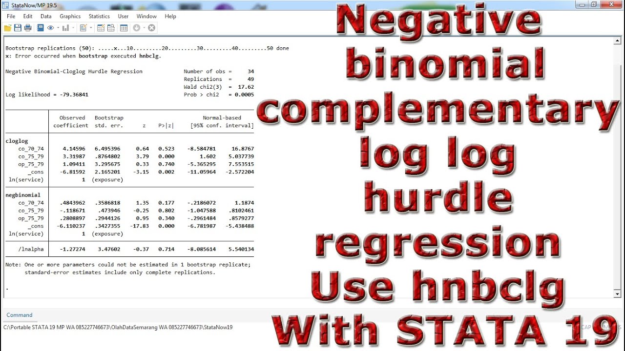 Negative binomial-complementary log log hurdle regression Use hnbclg With STATA 19