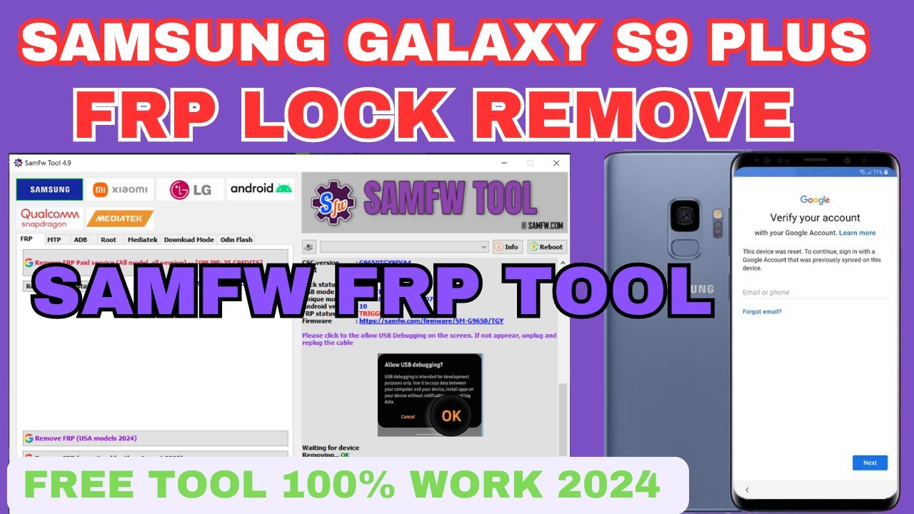 Samsung Galaxy S9+ FRP Lock Remove SamFw Tool 2024