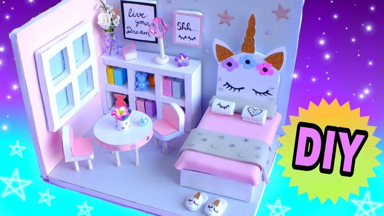 DIY MINIATURE Unicorn 🦄 DOLLHOUSE ROOM