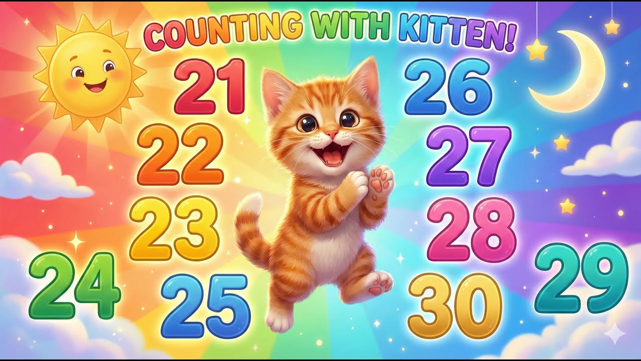 Counting Fun with Kitty 🐱 | Learn Numbers 21 to 30 | Kids Counting Rhyme |  @HappyKidsTVabc