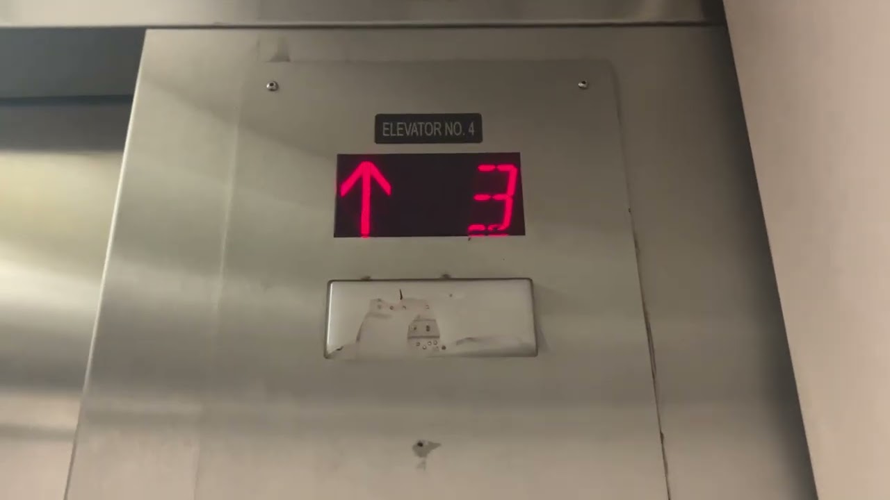 Otis Elevonic 401 (mod by unknown) Traction Red Garage Elevators, Galleria Dallas, Dallas TX