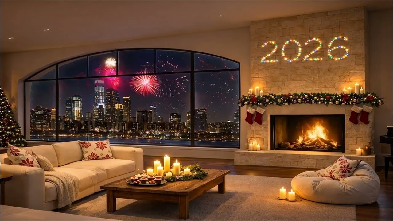 Cozy Winter Ambience ❄️ Relaxing Piano Music & Fireplace Sounds