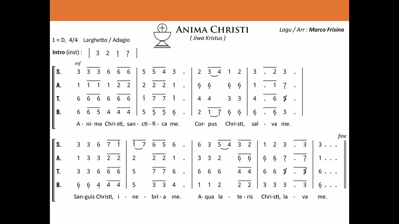 Anima Christi (Marco Frisina) - notasi Sopran, do = C
